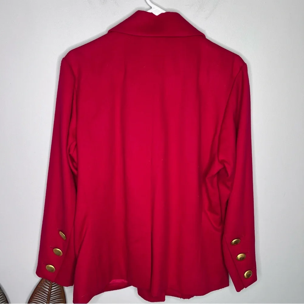 RARE Yves Saint Laurent Vintage Red Gold Button Blazer C8 - Picture 8 of 8